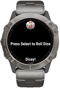 Dicey main screen displaying D6 rolls and total