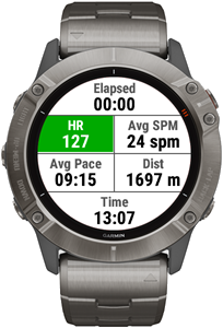 FTMS Rowing screen showing power and stroke rate