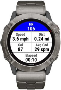 FTMS Treadmill screen with power and distance metrics