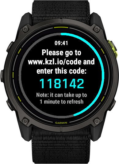 KiezelPay one-time purchase screen on Garmin watch